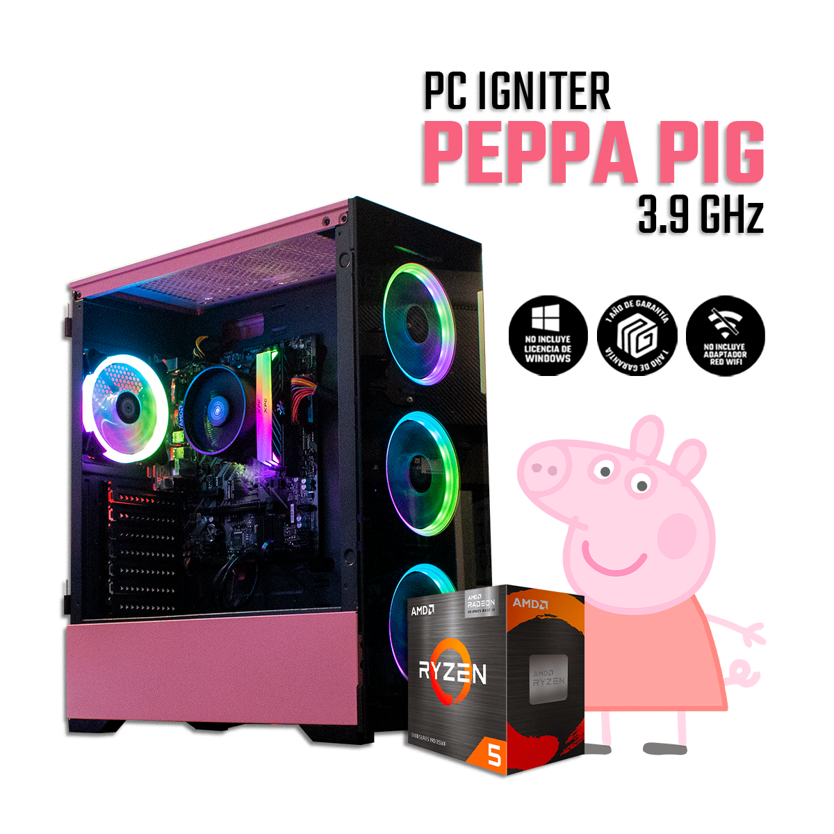 PC IGNITER PEPPAPIG -  RYZEN 5 5600G + 16GB + 480GB / Precio: $8,899.00