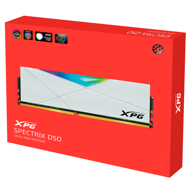 MEMORIA RAM DDR4 KIT 32GB 3200MHZ ADATA XPG SPECTRIX D50 COLOR BLANCO 2X16GB RGB - AX4U320016G16A-DW50 / Precio: $3,599.00