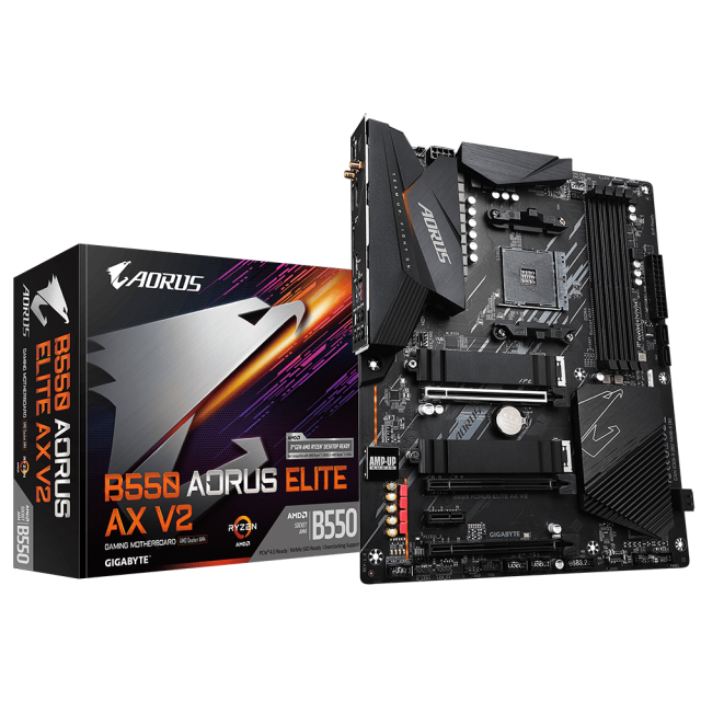 TARJETA MADRE GIGABYTE B550 AORUS ELITE AX V2 ATX AMD AM4 DDR4 - B550 AORUS ELITE AX V2 / Precio: $4,550.00