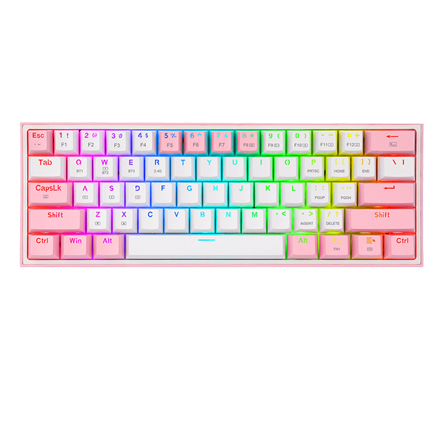 TECLADO GAMER REDRAGON FIZZ PRO WHITE-PINK INALAMBRICO - SWITCH RED - K616-RGB-W-P / Precio: $1,399.00