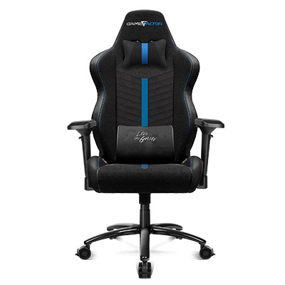 SILLA GAMER GAME FACTOR CGC601 XL NEGRO AZUL MATERIAL TEXTIL BASE METALICA / Precio: $4,899.00