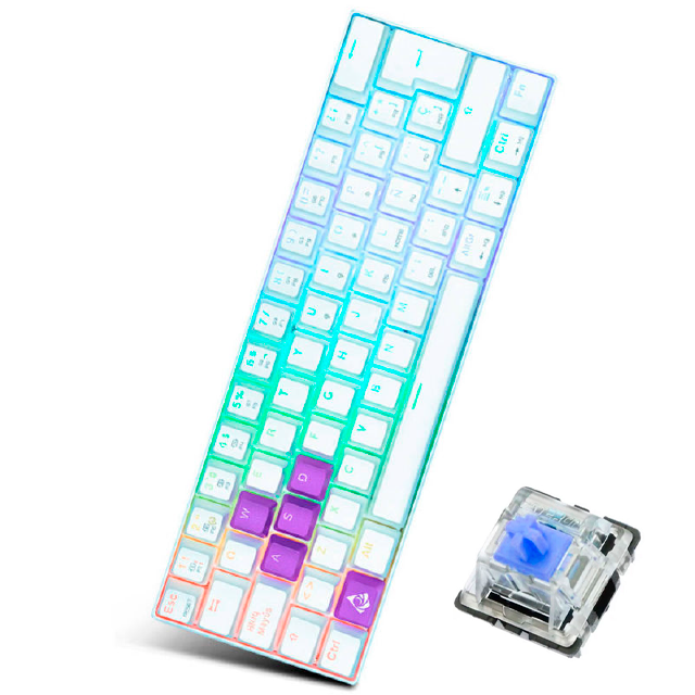 TECLADO GAMER MECANICO MUNFROST WHITE MOON SWITCH RED RGB USB 60 EN ESPAÑOL / Precio: $1,199.00