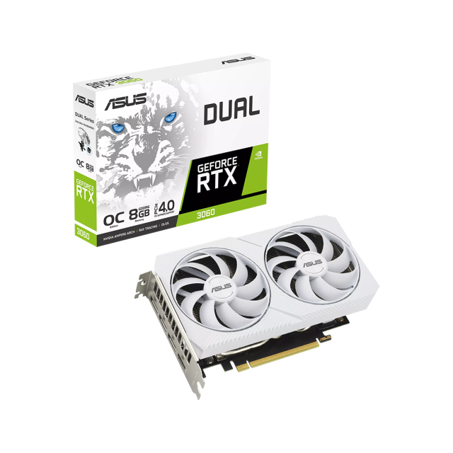 TARJETA DE VIDEO ASUS DUAL RTX 3060 WHITE 8GB OC - DUAL-RTX3060-O8G-WHITE / Precio: $8,199.00