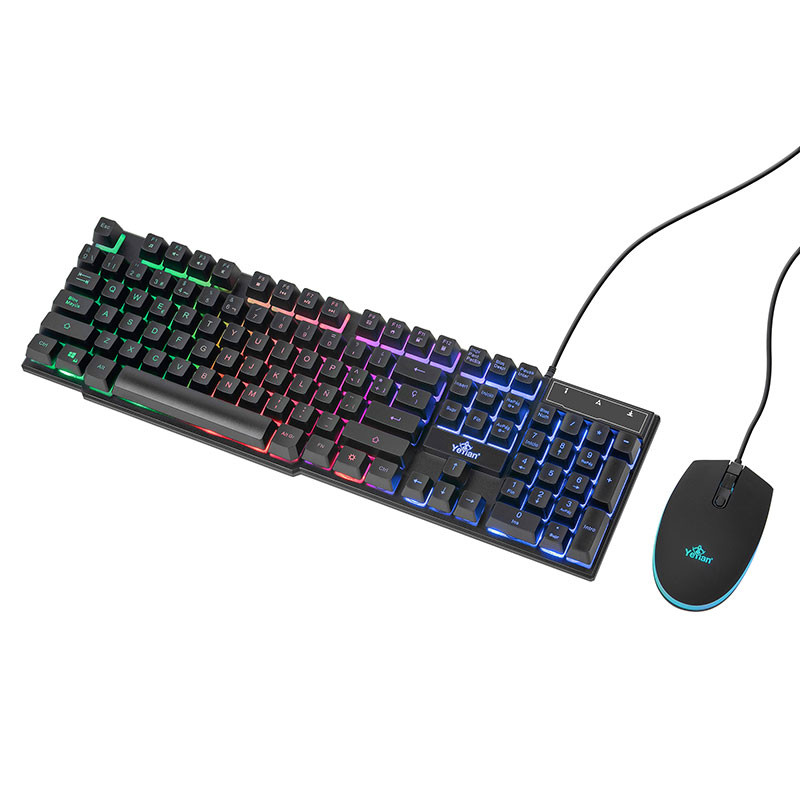 KIT GAMER DE TECLADO Y MOUSE YEYIAN PHOENIX LED ALAMBRICO - YKP-20705 / Precio: $399.00