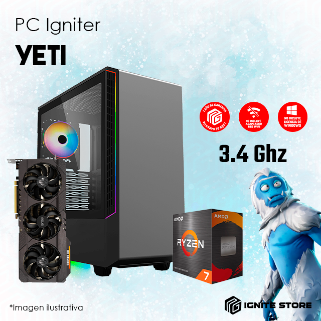 PC IGNITER YETI -  AMD RYZEN 7 5700X + RTX3070 / Precio: $25,899.00