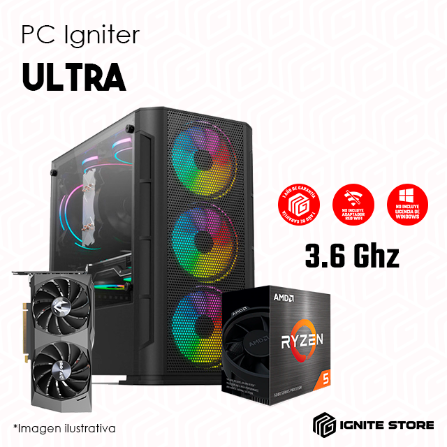 PC IGNITER ULTRA - RYZEN 5 4500 + RTX3050 / Precio: $13,999.00