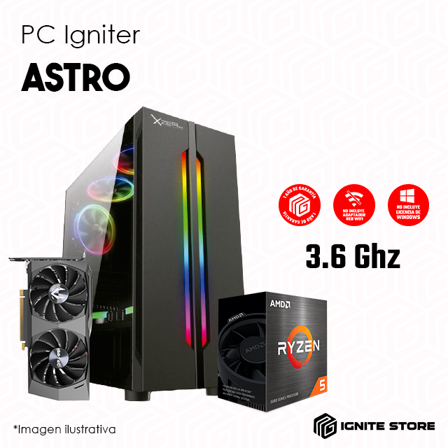 PC IGNITER ASTRO - RYZEN 5 4500 + RTX 3050 / Precio: $13,799.00