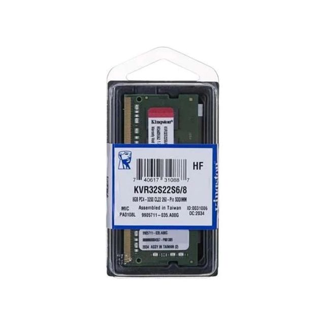 MEMORIA RAM SODIM DDR4 8GB 3200MHZ KINGSTON CL22 - KVR32S22S6/8 / Precio: $599.00