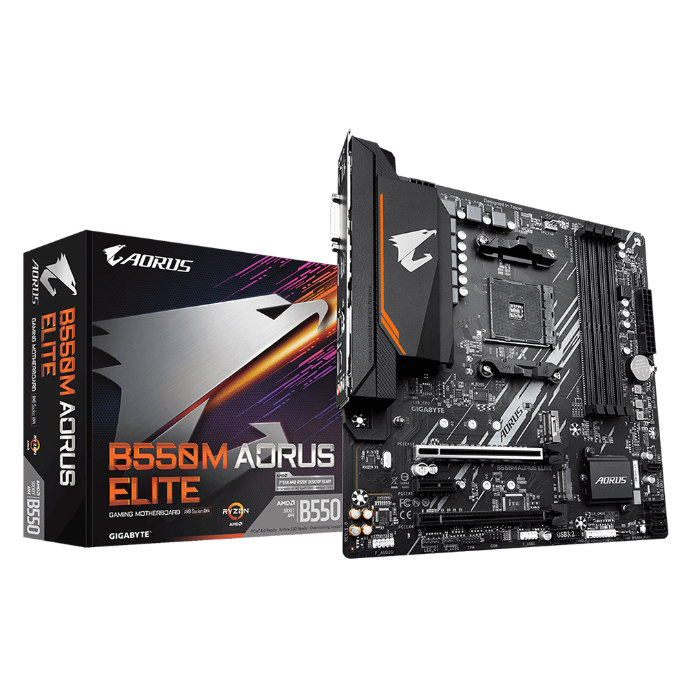 TARJETA MADRE GIGABYTE B550M AORUS ELITE MICRO-ATX MATX SOCKET AM4 3RD GEN DDR4 / Precio: $2,599.00