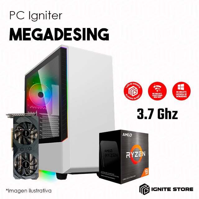 PC IGNITER MEGADESING RYZEN 9 5900X + RTX3060TI / Precio: $29,999.00
